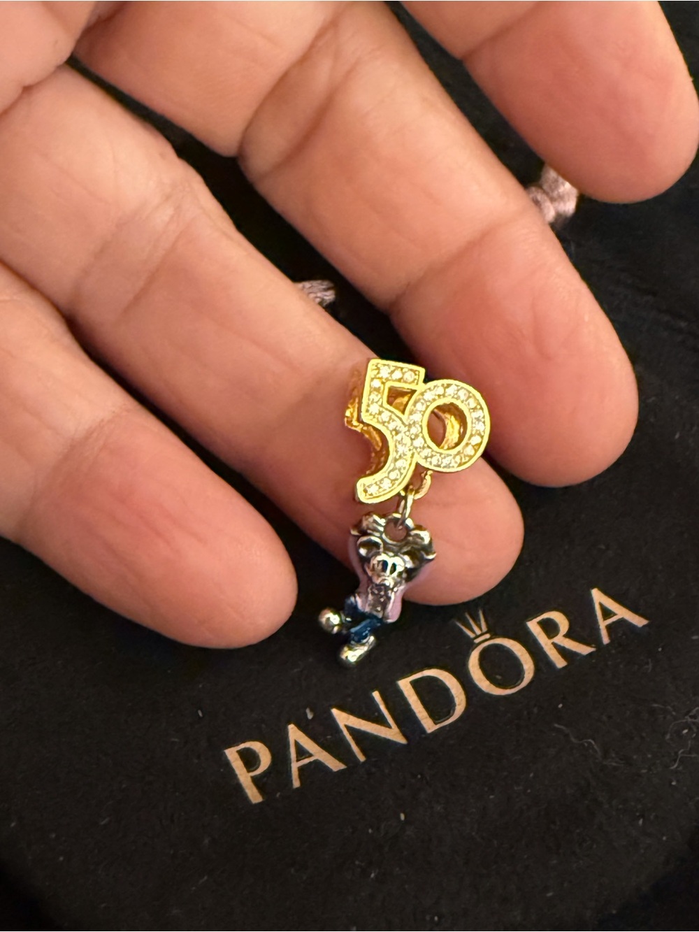 Pandora Gold '50' Charm with Silver-tone Character Accent